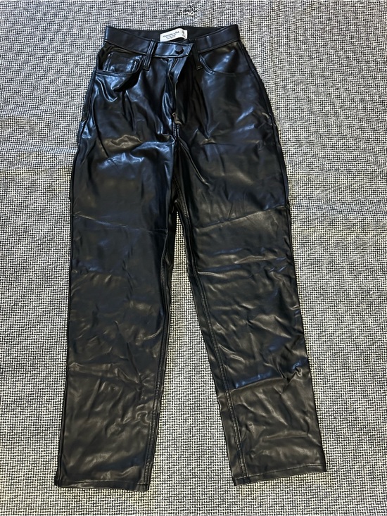 Abercrombie & Fitch Pants - Abercrombie & Fitch Black Faux Leather Straight-Leg Pants